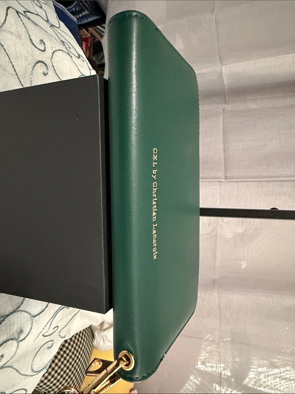 Christian Lacroix Dark Green Zip-Around Wristlet with Gold Logo - Picture 3 of 7